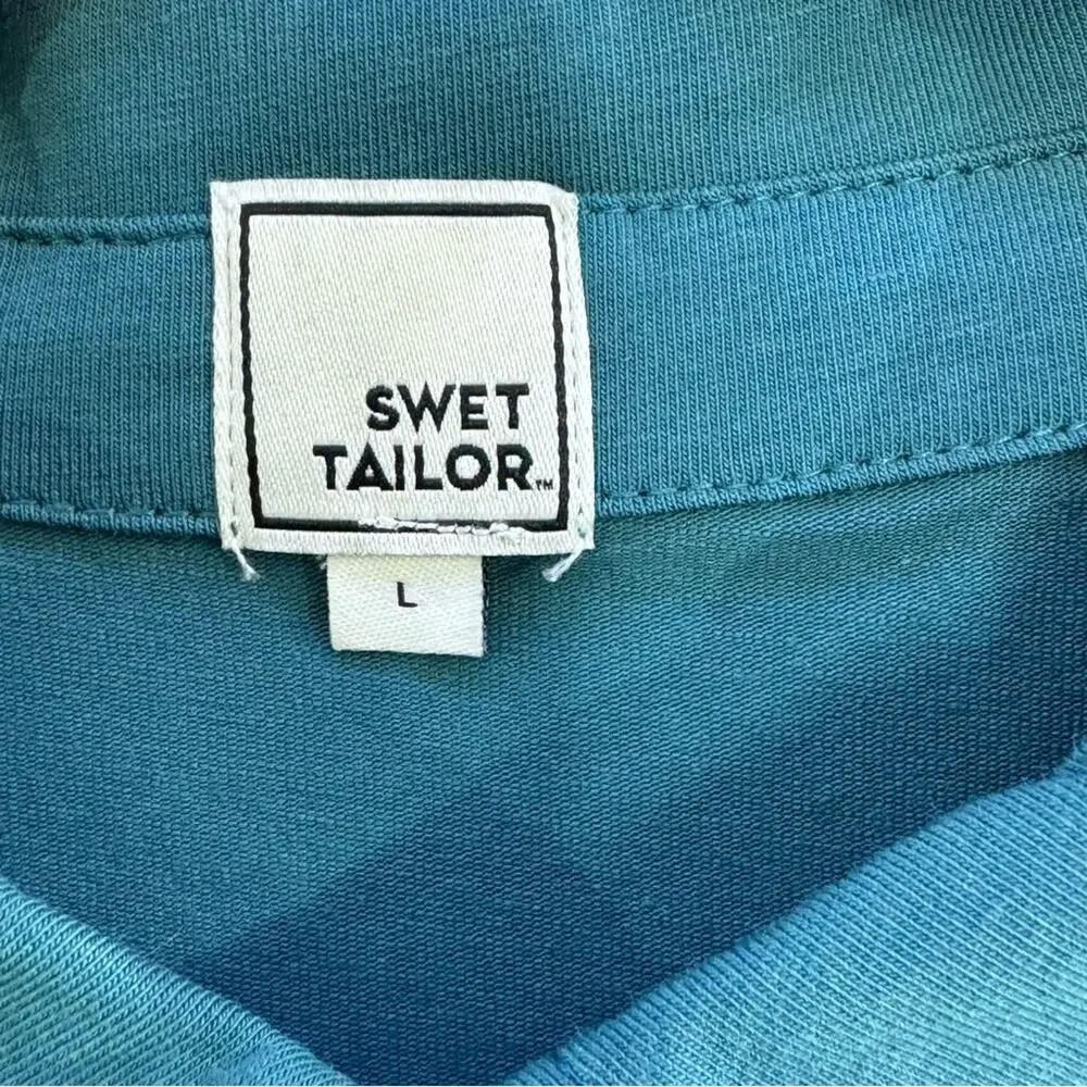Swet Tailor Size L All In Polo In Spruce Green Side Slits 3 Button Collared NEW‎